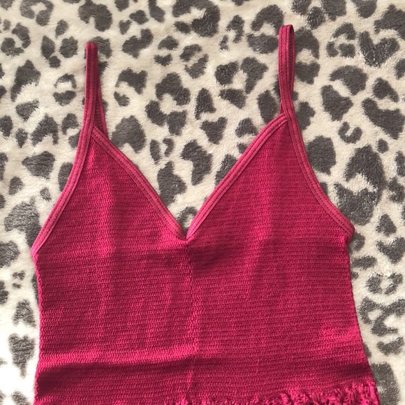 Free People Intimately Red Crochet Open Weave Tank Top Size XS/S - Picture 5 of 15